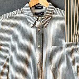Faconnable Striped Shirt Men's 17.5L Long Sleeve Button Yellow Blue Cotton
